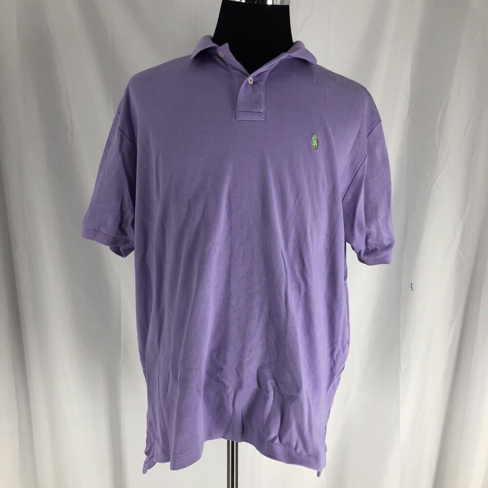 VTG Polo Ralph Lauren Men's Size XL Lavender S/S Green Pony Polo Shirt